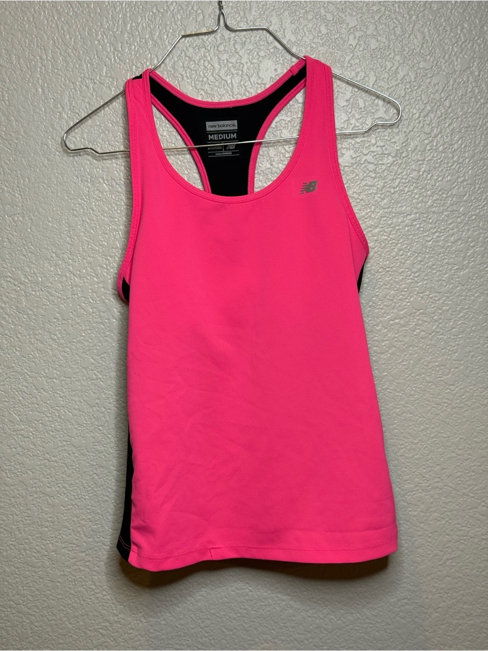 New Balance Bright Pink Racerback Performance Tank with Black Trim